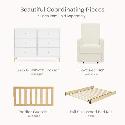 Delta Children Lulu 5-in-1 Convertible Crib, Converts to Toddler Bed, Daybed, Sofa & Full-Size Bed, Greenguard Gold Certified, Fits Standard Crib Mattress, 3 Mattress Heights for Baby, Natural