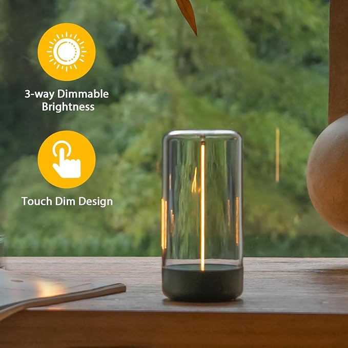 AUGE LIGHT Mini Minimalist Table Lamp Cordless Lamp Rechargeable Table Lamp Portable Nightstand Lamps Desk Lamps for Home Office Unique Ambient Light Mood Lighting for Desk Decor Beside (Dark Green)