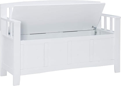 Cynthia White Storage Bench with Flip-Top Lid and Hidden Storage Space by Linon