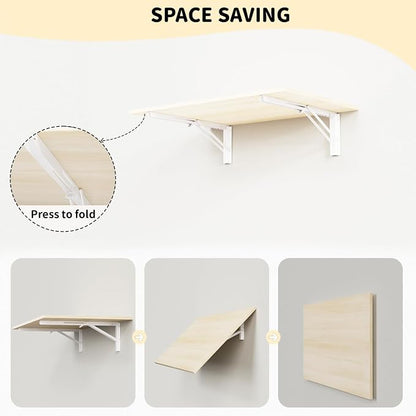 GOYLSER Fold Wall Mounted Table Folding Worktable, Addition to Garage/Home Office/Laundry Room/Home Bar/Kitchen & Dining Room