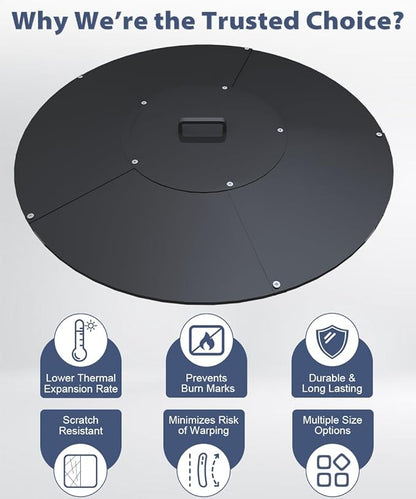 24" Round Fire Pit Lid Fits for Bonfire Pits up to 22", Metal Cover with Handle, All-Weather Resistance Outdoor Firepit Accessory, Smokeless Fire Pit Cover for Fire Tables