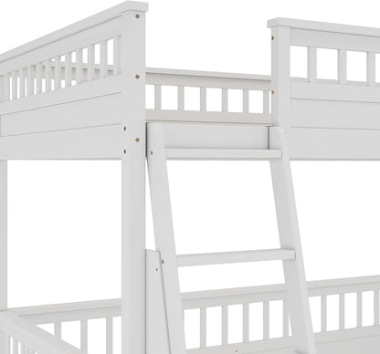 RUNNA Solid Wood Bunk Bed with Ladder, Guardrails & Detachable Design | Solid wood bunk bed, ladder, Guardrails, detachable split design, kids teens bedroom, no box spring