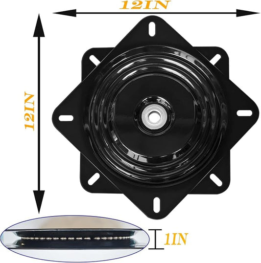 12Inch Bar Stool Swivel Plate Heavy Duty, Chair Swivel Base with Solid Ring of Ball Bearings, 1000lbs Capacity Replacement Swivel Seat Parts Lazy Susan Hardware for Barstools Recliner Chair Boat