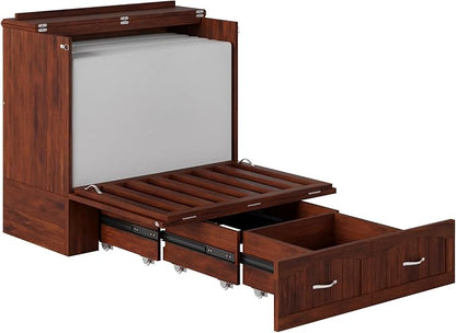 AFI, Southampton Murphy Bed Chest Twin XL with 6" Mattress, Storage Drawer & Built-in USB Charger, Walnut