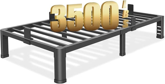 Yitong Angel 10 inch Twin Bed Frame with Rounded Corner Legs and Headboard Hole Mattress Slide Stopper Low Profile Heavy Duty Support Metal Platform,No Box Spring Needed,Noise Free,Easy Assembly