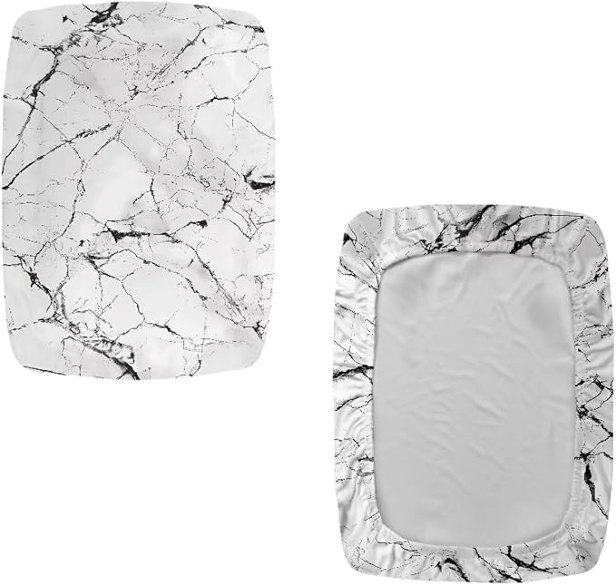 Marble Print Stool Seat Covers Rectangle 2 Pack Stretch Bench Covers Rectangular Soft Rectangle Bar Stool Cover Washable Counter Stools Slipcover Saddle Seat Cover
