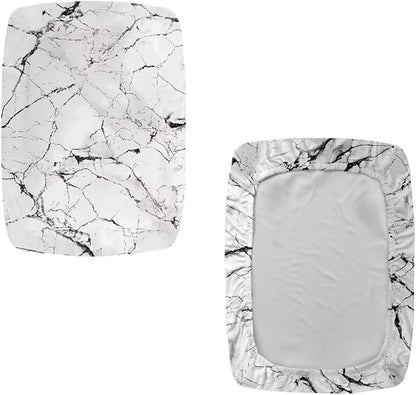 Marble Print Stool Seat Covers Rectangle 2 Pack Stretch Bench Covers Rectangular Soft Rectangle Bar Stool Cover Washable Counter Stools Slipcover Saddle Seat Cover