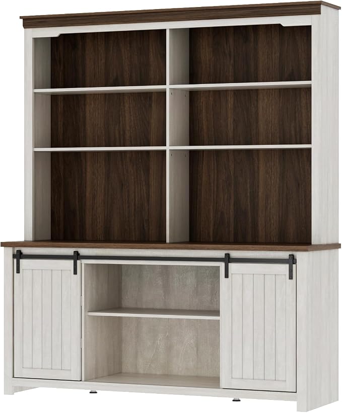 Bobve 78 * 67" Large Farmhouse Pantry Cabinet Set of 2, Buffet Cabinet,Tall Kitchen Storage Cabinets with Partitions and 6 Drawers, Suitable for Kitchens, Dining Rooms, Coffee Bar