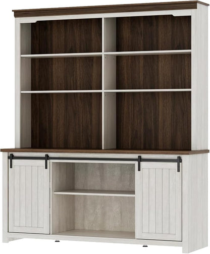 Bobve 78 * 67" Large Farmhouse Pantry Cabinet Set of 2, Buffet Cabinet,Tall Kitchen Storage Cabinets with Partitions and 6 Drawers, Suitable for Kitchens, Dining Rooms, Coffee Bar