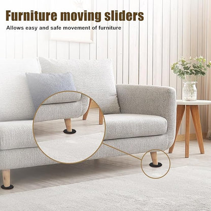 16PCS Furniture Sliders, 2 12/25" Furniture Sliders for Hardwood Floors, Reusable for Carpet, Heavy Duty Furniture Movers Sliders, Carpet, Floor Protectors (Brown)
