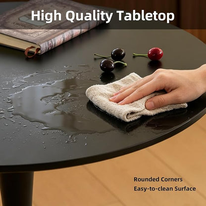 Round Dining Table, 27.6" Circle Tulip Table with Thickened Tabletop & Metal Pedestal, Mid Century Modern Bistro Table for Kitchen, Small Places, Living Room, Cafe (Black)