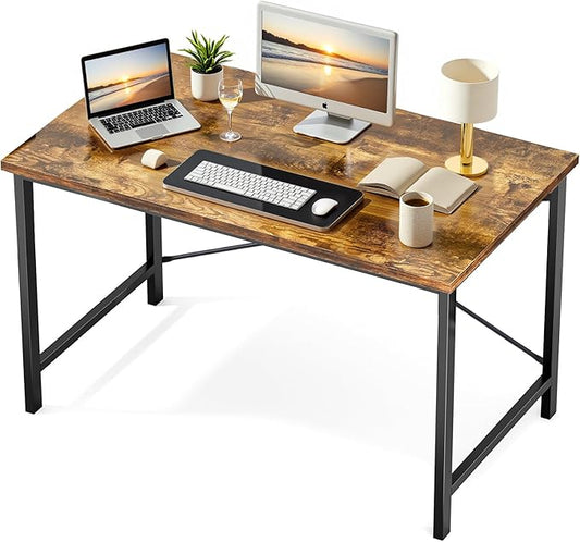 Sweetcrispy Computer Office Desk 44 Inch Small Student Study Gaming Writing Work Modern Simple PC Table for Bedroom, Home - Rustic Brown, Compact Sturdy Desk for Laptop, Study, Gaming