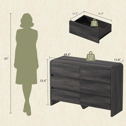 AMERLIFE Drawer Tall Dresser for Bedroom, Modern Storage Cabinet with Anti-Tip Kit, Rounded Corners & Easy Assembly, White Wood Chest for Closet, Living Room, Nursery, Easy Assembly, Black