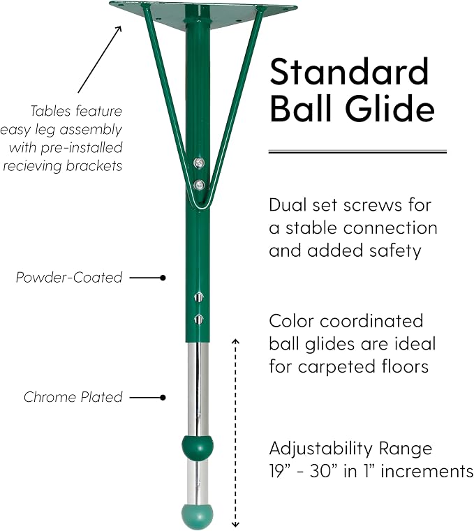 FDP Horseshoe Activity School and Office Table (60 x 66 inch), Standard Legs with Ball Glides for Collaborative Seating Environments, Adjustable Height 19-30 inches - Gray Top and Green Edge