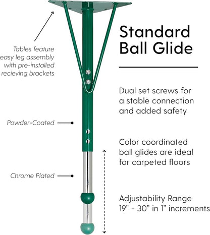 FDP Horseshoe Activity School and Office Table (60 x 66 inch), Standard Legs with Ball Glides for Collaborative Seating Environments, Adjustable Height 19-30 inches - Gray Top and Green Edge
