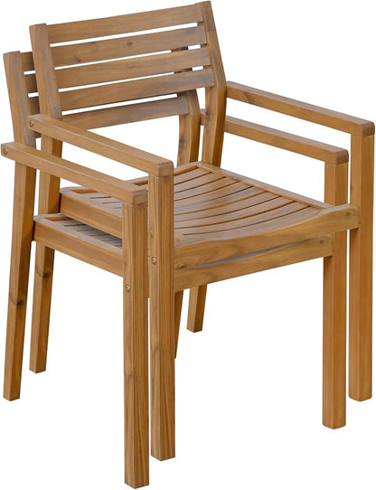 Quarte 5-Piece Outdoor Dining Set with 4 Acacia Wood Chairs,47.2" Round Dining Table with Slatted Design, Ideal for Patios, Gardens, Poolsides, and Lawn Areas & Indoor (Natural-2r)
