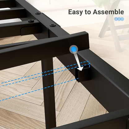 Avenco Metal Platform Bed Frame King Size with Classical Headboard and Footboard, 14 Inch, Under Bed Storage, Strong Metal Slats Support, Mattress Foundation, No Box Spring Needed