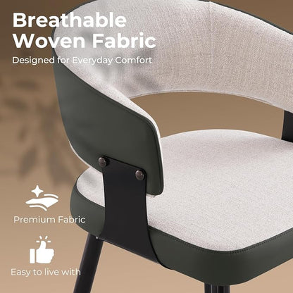 Dining Chairs Set of 4, Modern Upholstered Kitchen & Dining Room Chairs with Breathable Woven Fabric, Easy to Assemble & Clean for Dining Room, Restaurant, Cafe