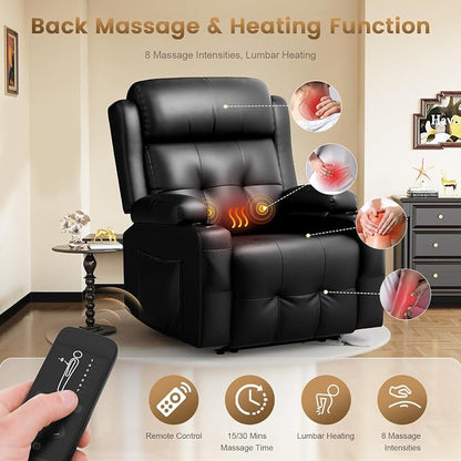 Recliner Sofa Set, Home Theater Seating with Massage, Loveseat Recliner Couch and Recliner Single Chair with USB, Wall Hugger Reclining Movie Theater Chair with Cup Holders, Drawer for Gaming Room