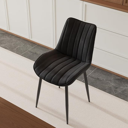 VECELO Dining Chairs Set of 6, Velvet Fabric & Metal Frame, Mordern Style for Kitchen, Living Room,Offcie, Black