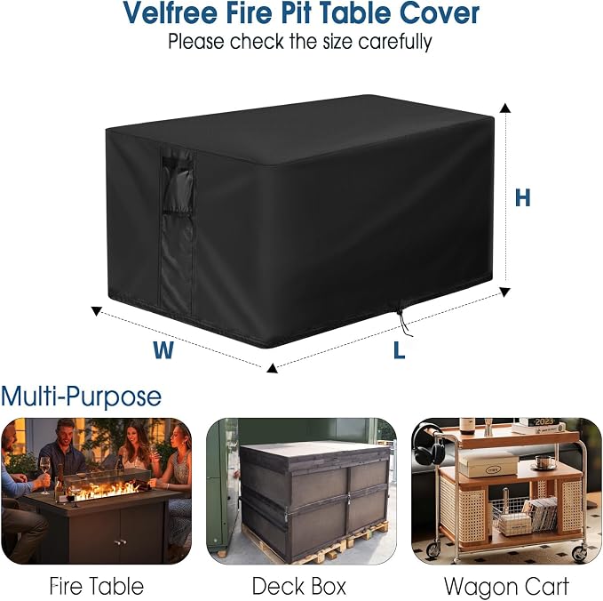 Fire Pit Cover Rectangle,34 Inch Rectangular Firepit Covers,Waterproof Gas Fire Pit Table Cover, Heavy Duty Cover for Outdoor Fireplace/Patio Propane Firepit-34 x 24 x 22 Inch