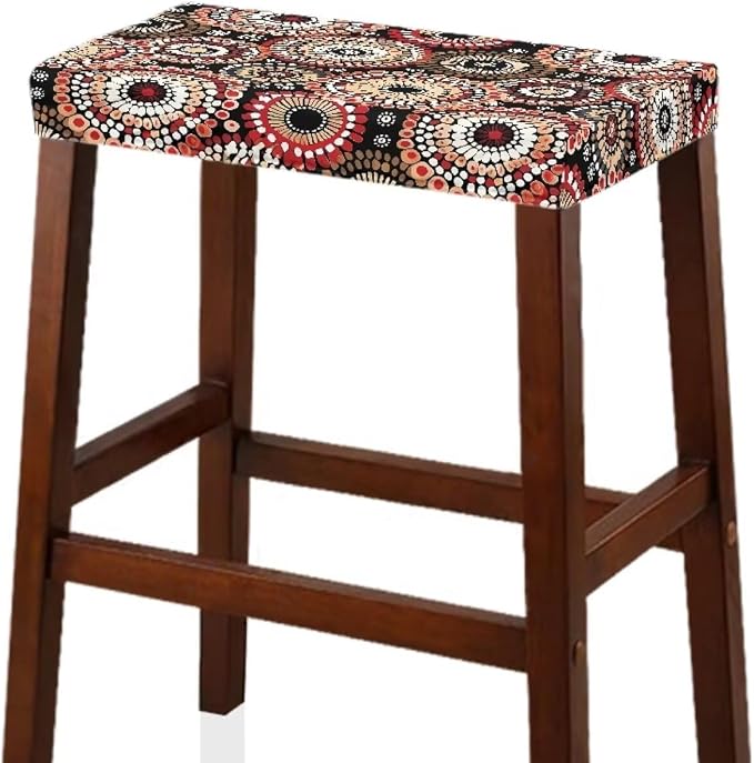 Boho Floral Bar Stool Covers Rectangle Set of 2 Stretch Barstool Seat Covers Bar Stool Chair Covers Rectangle Removable Bar Stool Seat Covers Bench Covers Slipcover Vanity Chair Cover