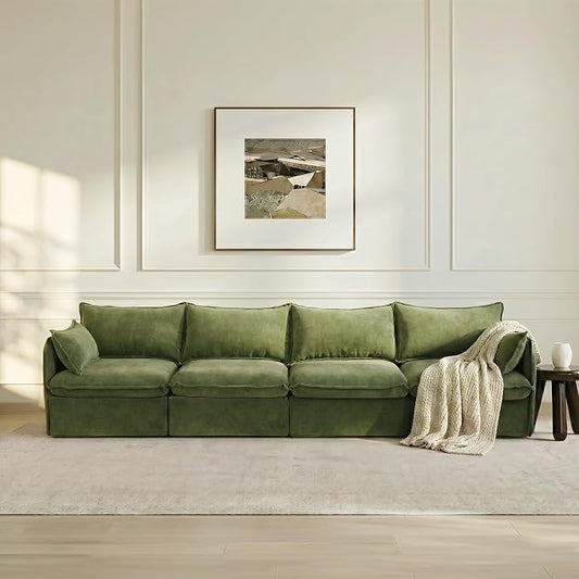 Cloud Modular Sofa, Oversized Deep Seat Comfort, Luxe Chenille | Fully Removable Washable Covers, Memory Foam Seat Cushions, Premium Fabric
