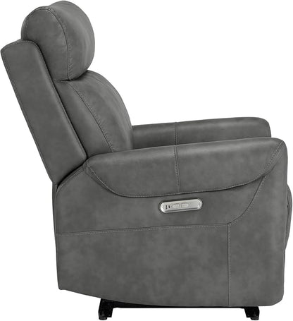 KISLOT Leather Recliner Chair for Adults Wall Hugger RV Recliner with USB Charging Ports Electric Power Reclining Sofa for Living Room Home Theater Seating Bedroom