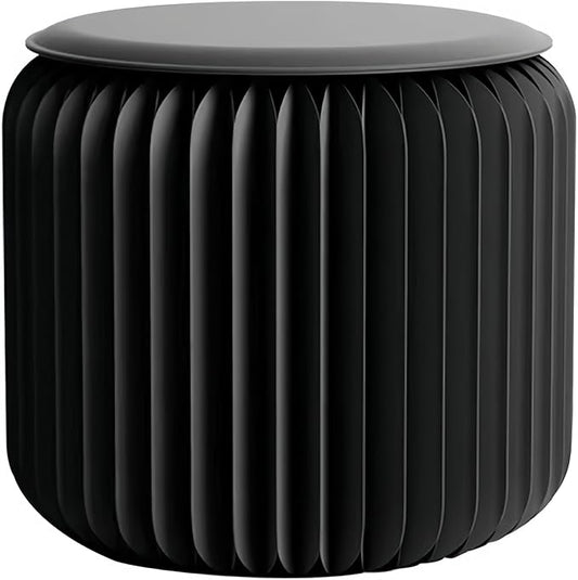NOONTIDE Folding Stool - 12Inch Home Furniture 660lb Load Capacity Foldable Paper Stool Eco-Friendly Kraft Paper Honeycomb Design,Foldable to 1.2",Brown Modern Minimalist Stool for Living Room(Black)