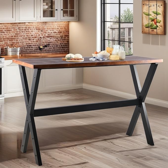 Industrial Rectangle Dining Table for Kitchen 41.3inch High Top Bar Table Narrow Patio Table Rustic Conference Working Desk for Office