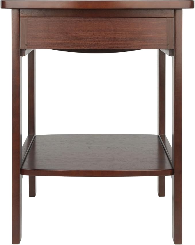 Winsome 22 x 18 x 18-Inch Wood Curved End Table/Night Stand with One Drawer, Brown (94918)
