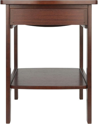 Winsome 22 x 18 x 18-Inch Wood Curved End Table/Night Stand with One Drawer, Brown (94918)