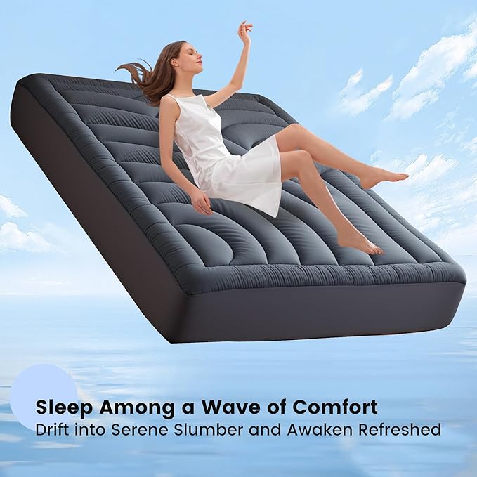 Waterproof Mattress Pad California King, Quilted Fitted Cal King Mattress Topper, Five-Layers Noiseless Mattress Protector Cover with 8"-21" Deep Pocket, Machine Washable, Grey, 72x84