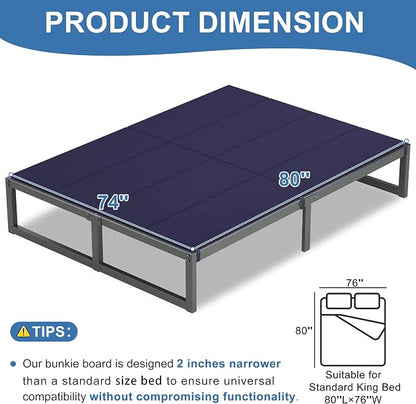 Lutown-Teen Bunkie Board King Under Mattress High-Density Polymer Mattress Support Board King Anti-Sag, Breathable, Moisture Resistant, Noise Minimizing, Blue