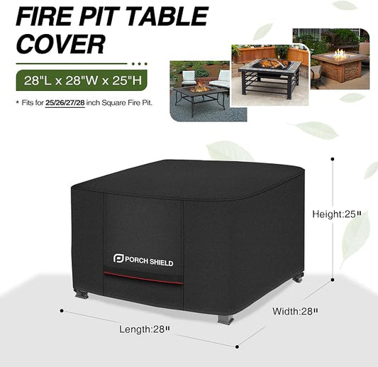 Porch Shield Square Patio Fire Pit Cover Fade Resistant Waterproof Outdoor Firepit Cover 28 x 28 inch for Gas Propane Fire Table