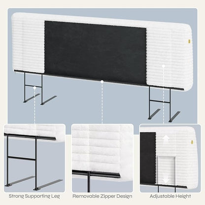 4.7" Upholstered Headboard for King Size Bed, Height Adjustable and Ergonomic Headboard, Easy Assemble, Sturdy and Durable, Corduroy, White