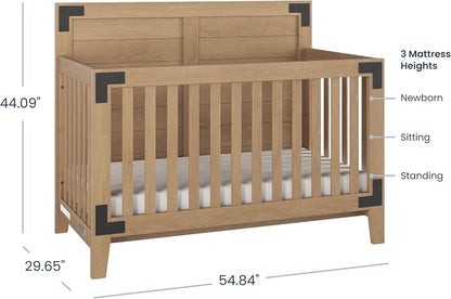 Child Craft Lucas Design 4-in-1 Convertible Baby Crib Nursery Furniture Set - Baby Bed, Toddler Bed and Full Size Bed, 3 Adjustable Mattress Positions, Real Wood, Baby Safe Finish (Nutmeg)
