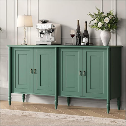 JOINICE 59" Sideboard Buffet Cabinet with Storage for Dining Room,Green | Vintage Credenza with Adjustable Shelves & Solid Wood Legs,supports up to 100 lbs,for Kitchen,Bar,Hallway,TV Console
