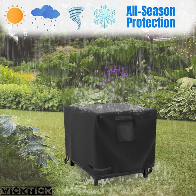 WICKTICK Square Gas Fire Pit Cover 30 x 30 x 25 Inch, Waterproof & 600D Heavy Duty Fire Table Cover, Compatible with Ciays, Xbeauty, BALI OUTDOORS and more 28x28, 30x30 Inch Patio Propane Firepits