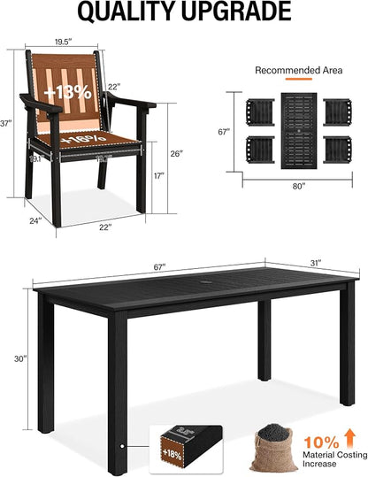 YEFU Patio Dining Chairs Set of 4: All Weather Outdoor Dining Chairs with Wide Curved Seat and Backrest - Outdoor Furniture Plastic for Outside Backyard/Garden/Porch/Deck 350lbs Capacity Black
