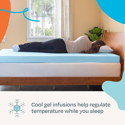 Linenspa Memory Foam Mattress Topper, Twin XL Size - 4 Inch Gel Infused Memory Foam - Plush Feel - Cooling and Pressure Relieving - CertiPUR Certified