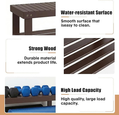 GAOMON Sturdy 3-Tier Bamboo Shoe Rack Bench – Modern Entryway Organizer with Seating & Storage Shelf, Supports 130kg, Multipurpose for Closet, Bedroom, Living Room – Brown