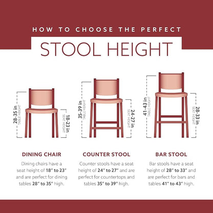 Linon Keira Natural Rustic Wooden Folding 25 Inch Seat Height Counter Stool with Beige Upholstered Seat and Back