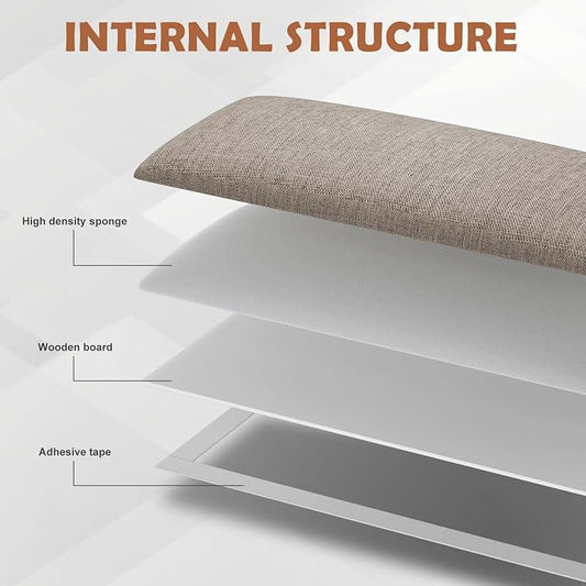 IFNOW Upholstered Wall Mounted Headboard, 3D Soundproof Wall Panels Peel and Stick for Queen Size, Reusable and Removable Tufted Bed Headboard in Linen (9 Panels, 10" x 24")