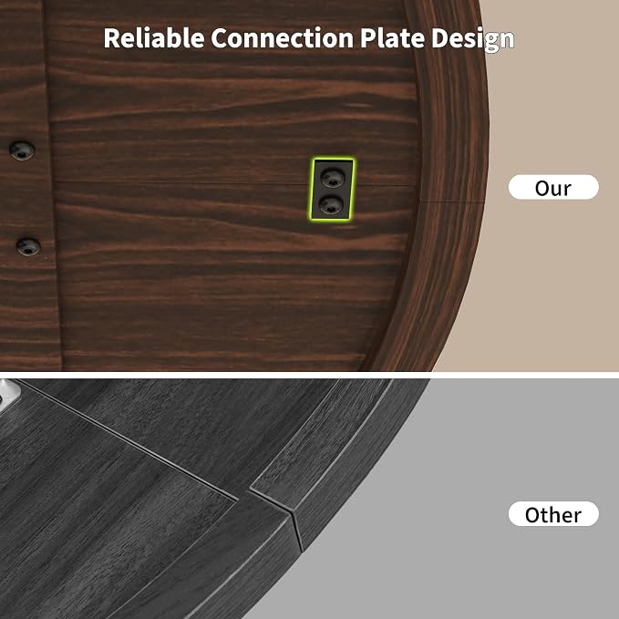 iPormis 47 Inch Round Dining Table for 4-6 People, Wooden Dining Room Table with Pedestal Base, Modern Kitchen Table for Apartments, Dining Room, Kitchen or Living Room, Dark Walnut, Table Only