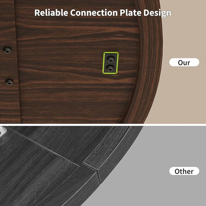 iPormis 47 Inch Round Dining Table for 4-6 People, Wooden Dining Room Table with Pedestal Base, Modern Kitchen Table for Apartments, Dining Room, Kitchen or Living Room, Dark Walnut, Table Only
