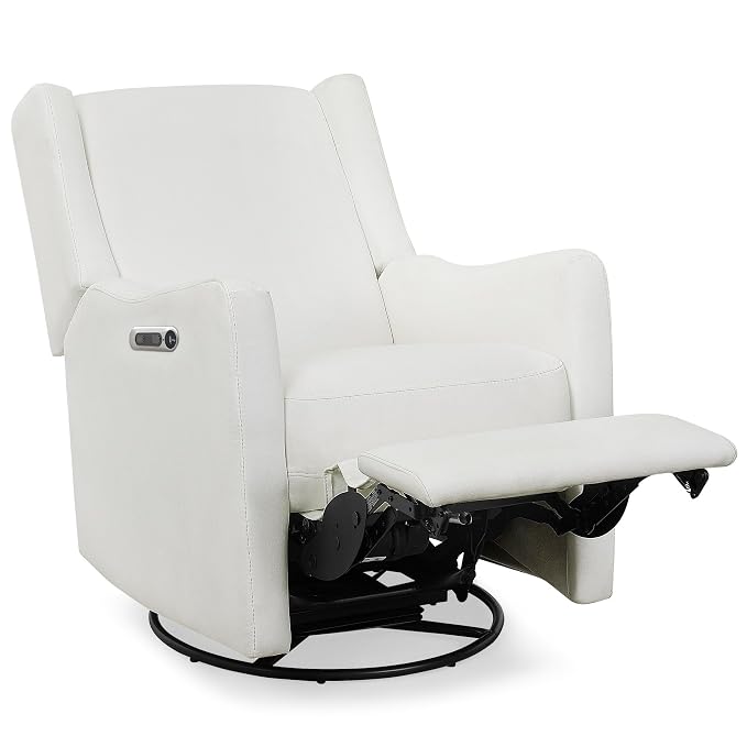 Delta Children Mercer Electronic Power Recliner and Swivel Glider with USB Port in LiveSmart Performance Fabric - Water Repellent & Stain Resistant, Pearl