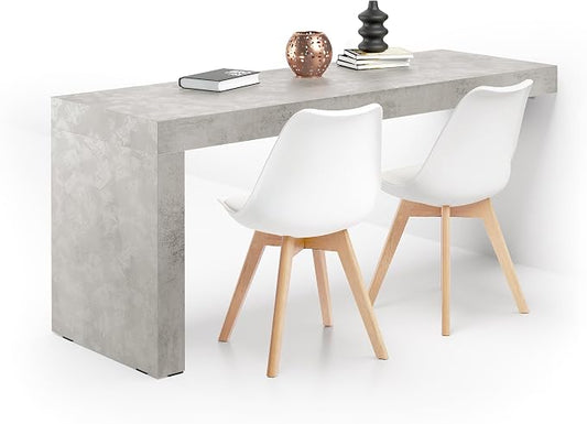 Mobili Fiver, Evolution Desk 70.9 x 23.6 in, Concrete Effect, Grey with One Leg, Made in Italy