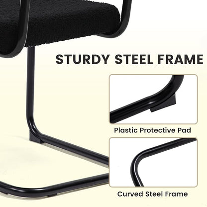KROFEM Dining Chairs Set of 4,Modern Rattan Kitchen Chairs,Black | Mid Century Modern Design,Polished Chrome Frame,Upholstered Seat