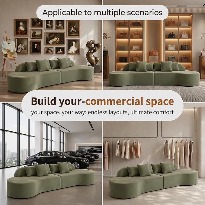 Oversized Modern Curved Cloud Couch Sectional, Boneless Compression Sofa, Modular Sectional Couches, High Density Foam Deep seat Couch with Pillows, Corduroy Sofa for Living Room Office